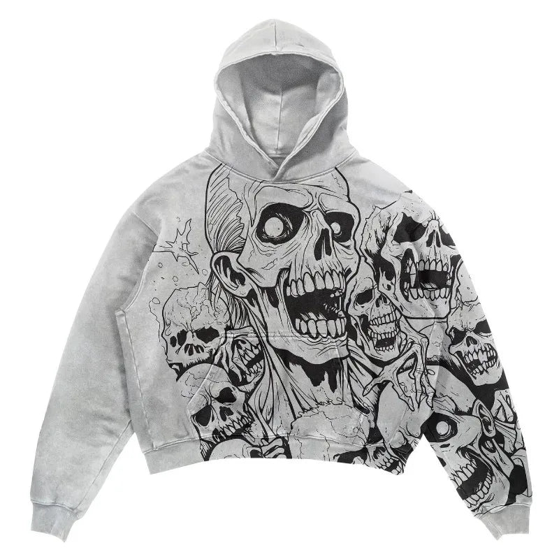 Revival: Skull Print Sweater Hoodie