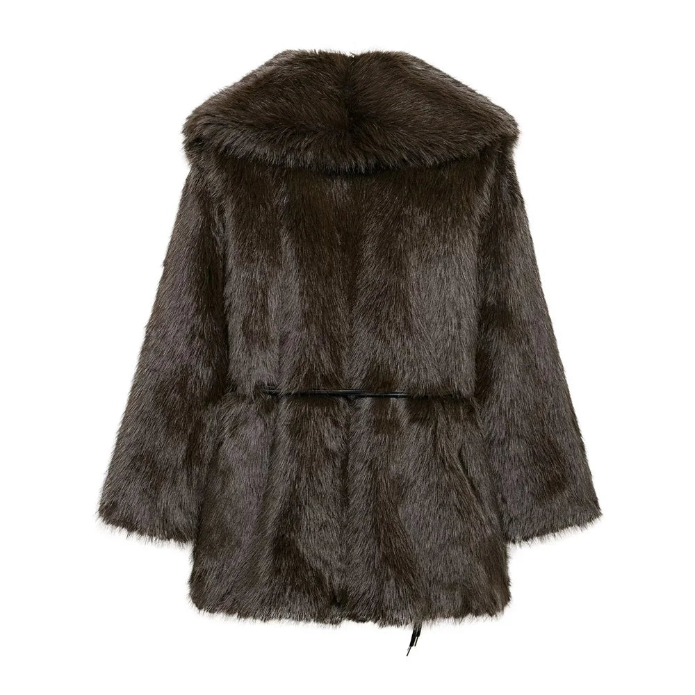 Fluffy Medium-Length Coat for Women