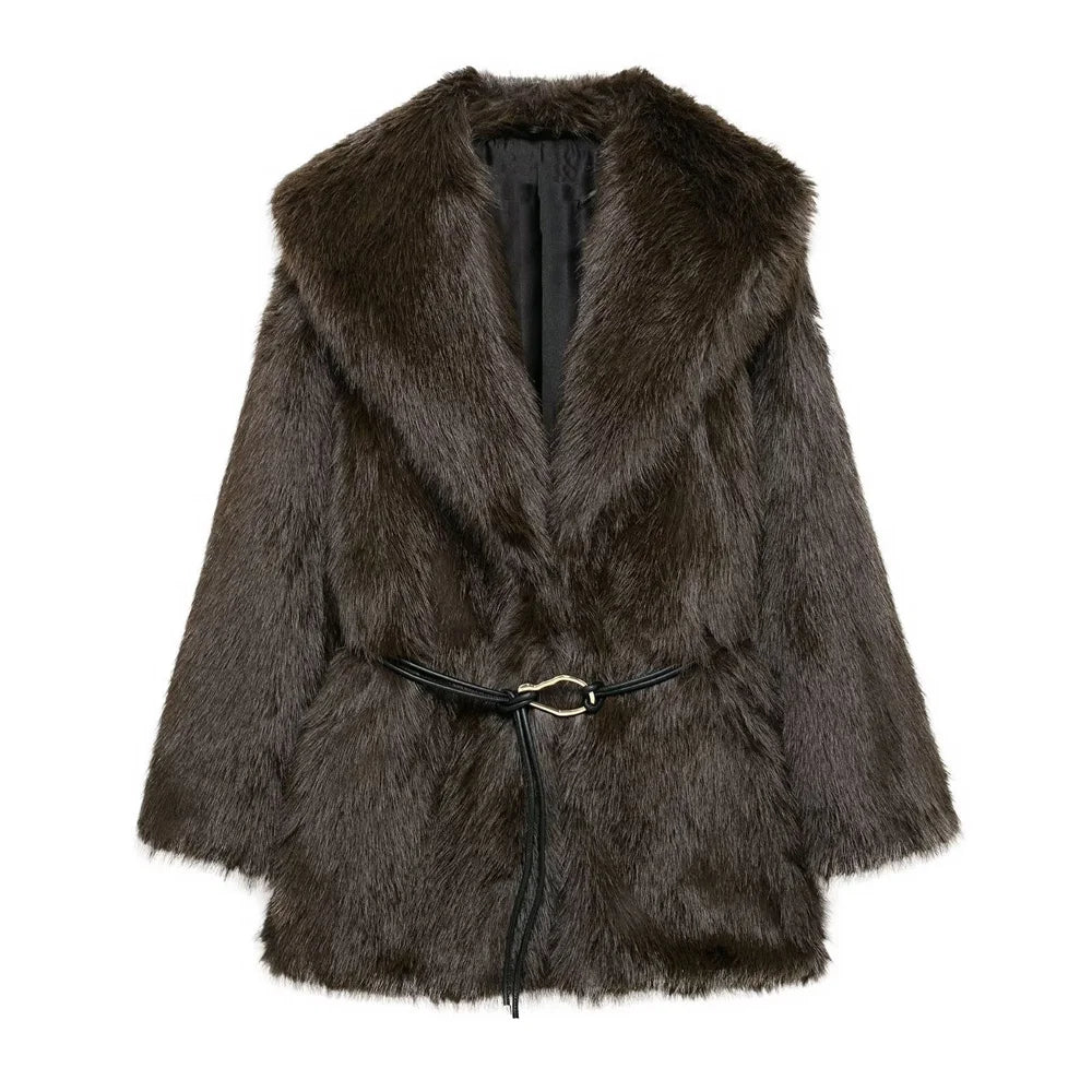 Fluffy Medium-Length Coat for Women