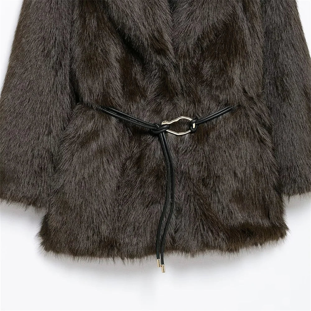 Fluffy Medium-Length Coat for Women