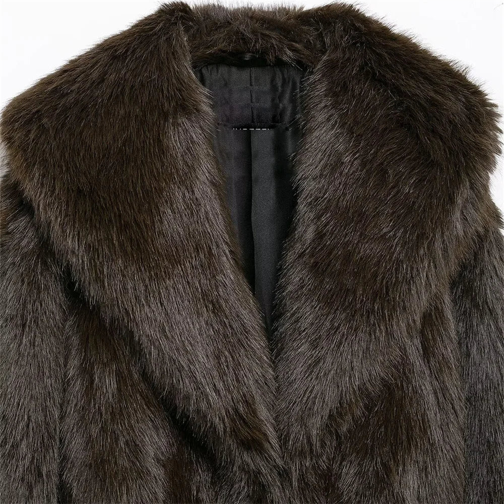 Fluffy Medium-Length Coat for Women